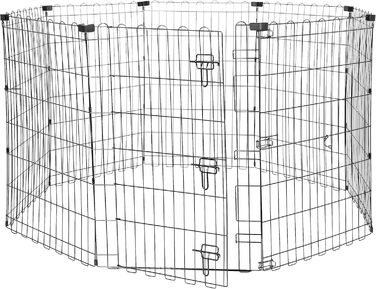 Amazon Basics Octagon, Square, Rectangle Dog Playpen - Foldable Metal Cage with Door - 152.4 x 152.4 x 91 cm