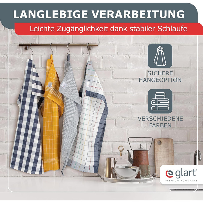 Glart 48GS 10-Piece Premium Dishcloth Set, Kitchen Towels, Dish Towels, Kitchen Cloths, 100% Cotton OEKO-TEX, 45x90 cm, black, pre-washed