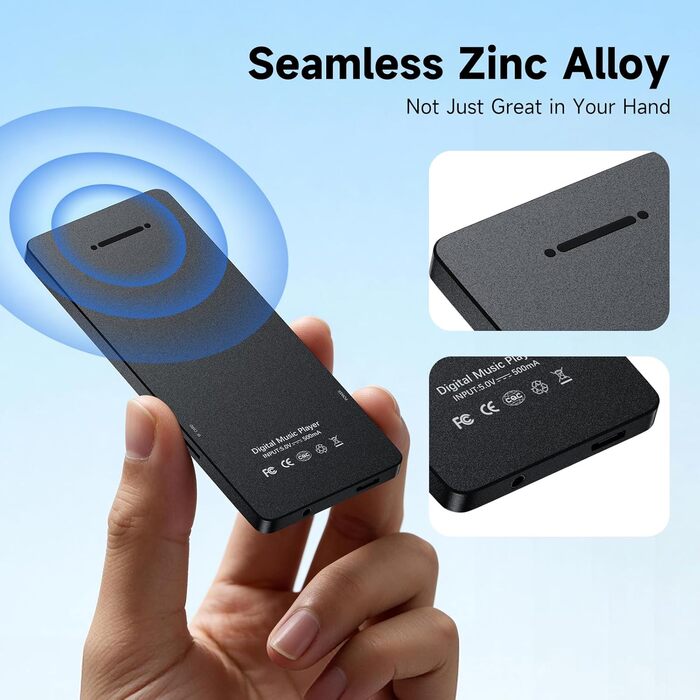 MP3 плеєр 64GB з Bluetooth 5.3, чорний: портативний музичний плеєр з динаміком, диктофоном, FM-радіо, підтримкою карт пам'яті до 128GB