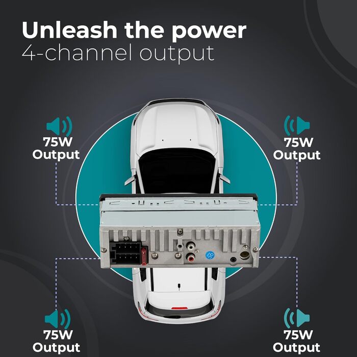 Автомагнітола Caliber 1DIN Bluetooth, FM-тюнер, 4x75Вт, USB/MicroSD, зарядка 2.1A, AUX, гучний зв'язок, зовнішній мікрофон, RCA вихід, регулятор підсвітки, 85мм, підтримка MP3/WMA/APE/FLAC