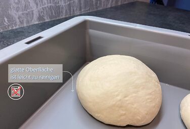 Pizza Ball Box (40 x 30 x 7 cm) for pizza dough, reusable box for pizza (reusable packaging), including dough scraper, complete set (2x box, 1x lid)