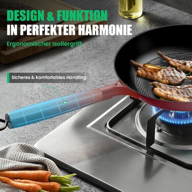 Чавунна сковорода YUTANN для індукції, газу, електроплити (20/24/28 см) рожева - без PFOA, з антипригарним покриттям