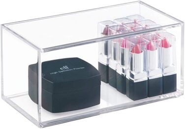 iDesign Cosmetic Organizer with Lid, Large Makeup Organizer Made of BPA-Free Plastic, Stackable Acrylic Box for Makeup, (8 x 4 x 4 inches), Clear