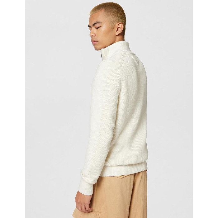 Кардиган чоловічий Tommy Hilfiger з блискавкою, в'язаний, бавовна, білий (Іворі)