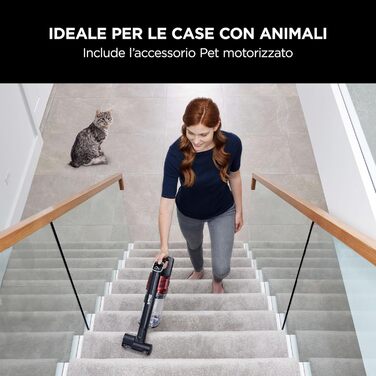 Бездротовий пилосос Shark IZ300EUT: акумулятор 60 хв, DuoClean, насадка для тварин, антизаплутування волосся, 20 см щілинна насадка, чорно-червоний