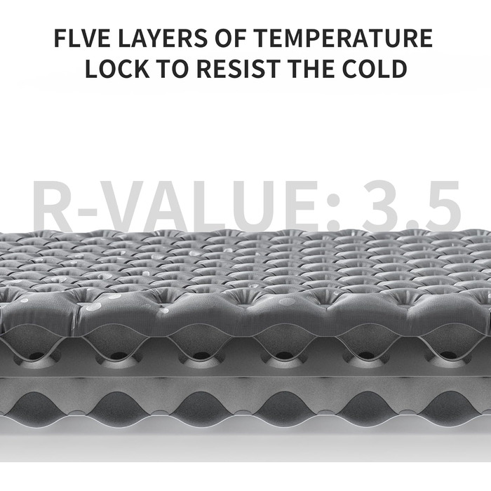Каремат туристичний Naturehike Thermal 3.5R, самонадувний, 4 сезони, -6°C, з надувною сумкою, військовий зелений, прямокутний, XL/L