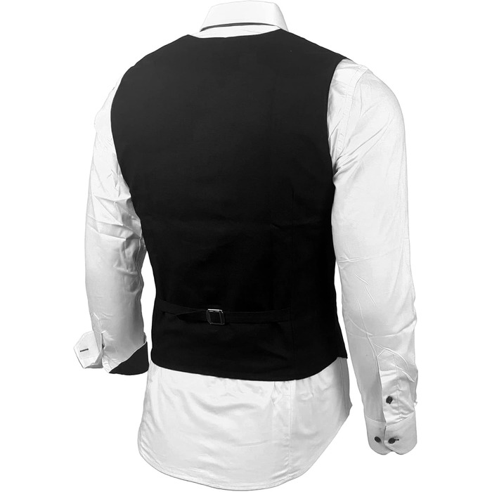 Чоловічий костюм трійка: жилет, сорочка, краватка Slim Fit, біло-чорний, B-101 M