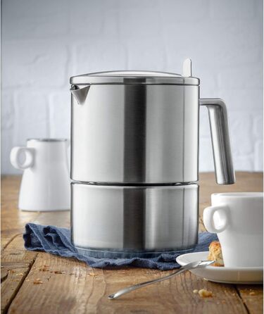 WMF Kult Espresso Maker 300ml, Espresso Machine for 6 Cups, Brushed Cromargan Stainless Steel, Induction, Dishwasher-Safe