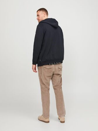 Чоловіча однотонна толстовка з капюшоном на блискавці Jack & Jones Zip Hoodie, чорна, розмір 4XL
