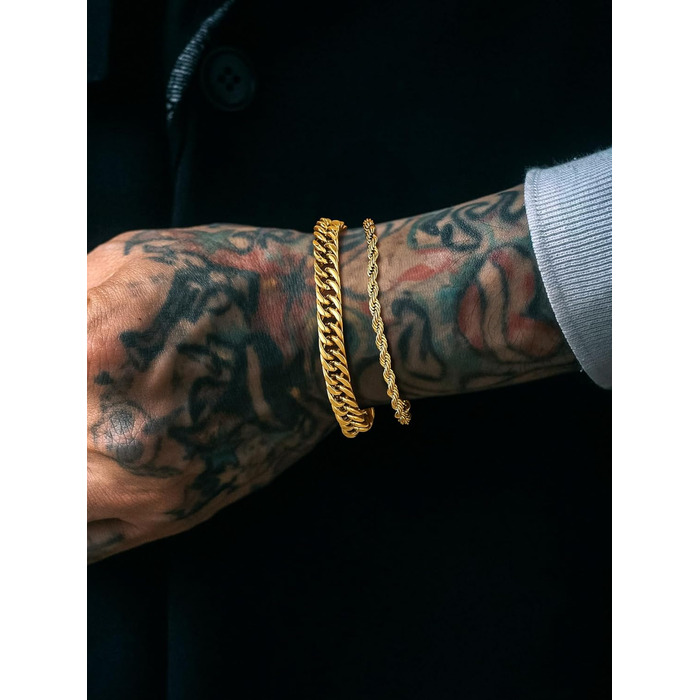 Набір браслетів для чоловіків Richsteel з нержавіючої сталі, 3 шт., чорний/сталь/золотий, 9/8/4 мм, довжина 19/21/23 см, для подарунка