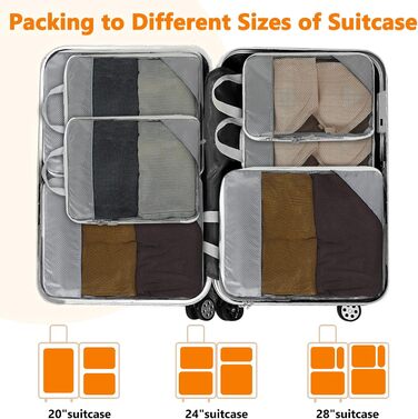 Набір органайзерів для валізи (9 шт.) - Компресійні куби для подорожей, кемпінгу, рюкзака