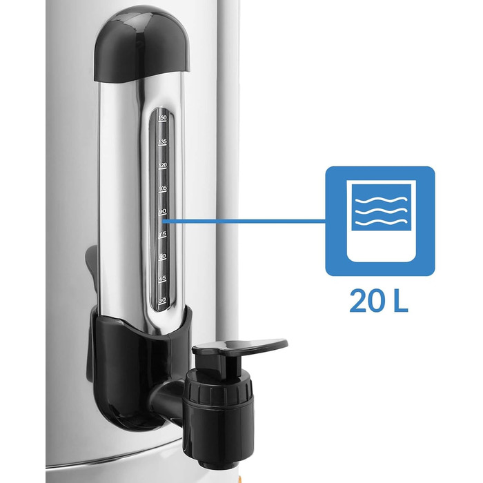 MONZANA® Glühweinkocher 6.8L with Tap, Drip Tray, Thermostat 30-110°C, Hot Beverage Dispenser, Stainless Steel, Preserving Pot, Punch Pot, Hot Beverage Machine (20 L)