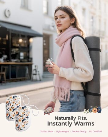 Електричні грілки для рук Ocoopa 2 шт., багаторазові 4000mAh, подарунок на Новий Рік для жінок, тонкі 1.5 см, підходять у рукавички та сумки, зимова необхідність, лімітована серія Ocoopa x Wiesengeflüster