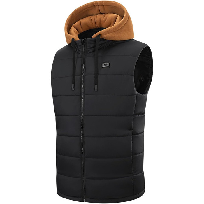 Чоловіча електрична жилетка з капюшоном, 15 зон обігріву, USB, для зими, тепла жилетка-грілка, капелюшон (Колір: Коричневий, Розмір: XXL)