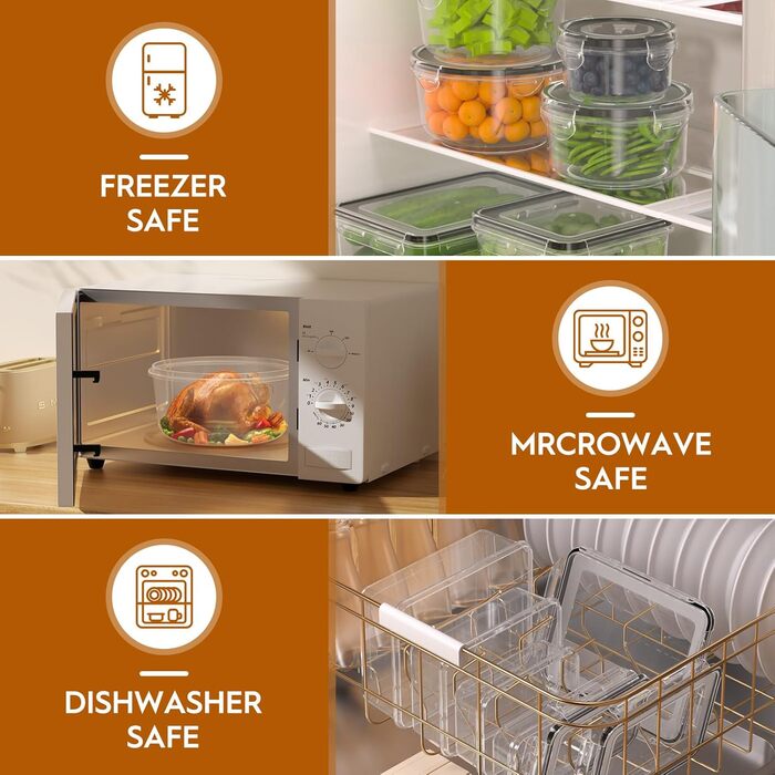 Контейнери для зберігання продуктів з кришкою, герметичні, набір 24 шт.