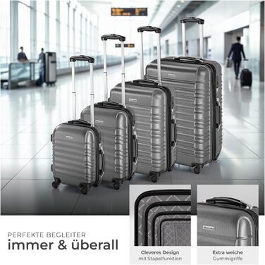 Набір валіз Tectake® 4 шт. з TSA замком, жорсткий корпус, набір валіз-тележок, ABS, 4 колеса, 360° обертання, телескопічна ручка - зелений (срібло)