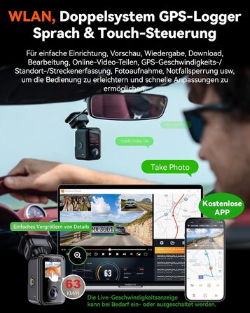 Панорамний відеореєстратор VANTRUE E360 Plus 5.2K Dual STARVIS 2 HDR 360°, з сенсорним екраном 1.54