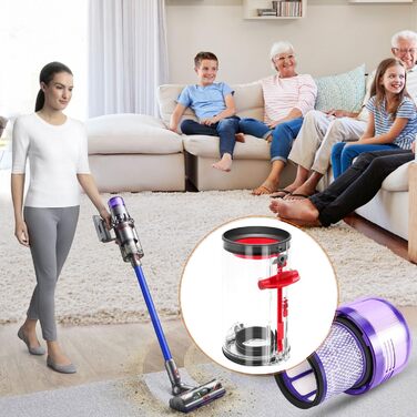 Контейнер для пилу Dyson V11 V15: замінна частина з 2 фільтрами та щіткою для очищення. Прозорий збірник пилу для Dyson SV14 SV15 SV22