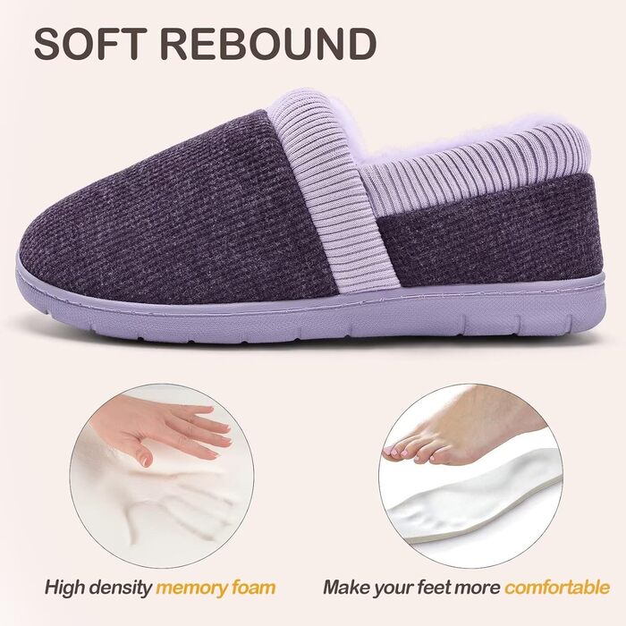 Тапочки для дому жіночі теплі з меморі-піною зимові, розмір 36-43 EU, м'ятно-зелені (42/43 EU, фіолетові)