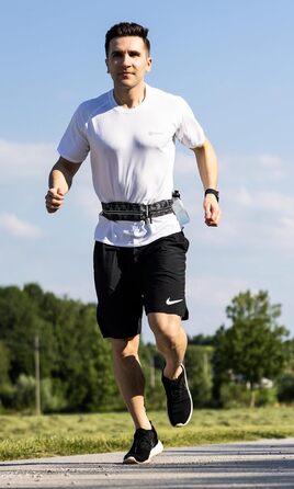 Пояс для телефону Fitgriff® - бігова сумка, поясна сумка, спортивний пояс, біговий ремінь для бігу, спорту, фітнесу. Підходить для всіх смартфонів S–M (62–90 см обхват талії), M-L (85–120 см обхват талії), Camo-black