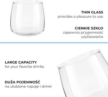 TREND FOR HOME Dessert Glasses Emma Large 475 ml, Round Glasses Set of 6, Gin Tumbler Dessert Bowls Glass, Restaurants and Parties, Dishwasher and Microwave Safe