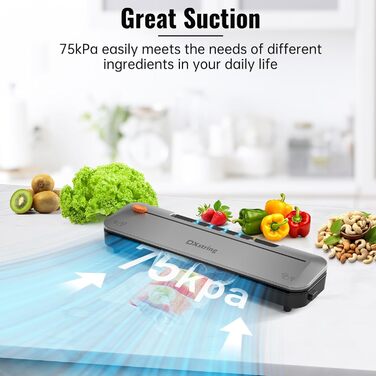 Вакуумний пакувальник DXstring для продуктів харчування, 75kPa, з 15 пакетами, автоматичний, з ріжучим пристроєм