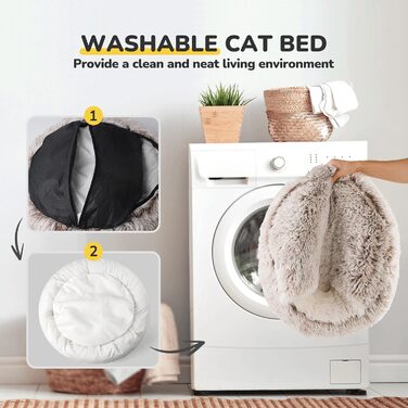 CATISM Cat Bed Washable Cat Sleeping Place for Cats Plush Pet Cat Head Pillow Cat Cushion Fluffy Kitten Puppy Snuggle Bed Pet Bed (Coffee Brown)