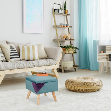 Оксамитовий табурет Relaxdays з місцем для зберігання