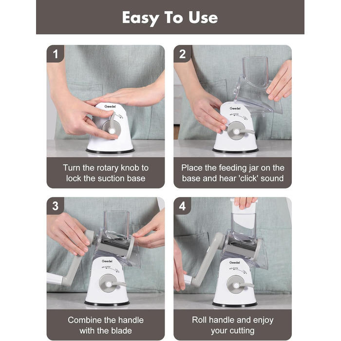Трояк для овочів та сиру з 3 наборами ножів, білий. Ідеально для нарізки овочів, сиру, горіхів. 5 ножів