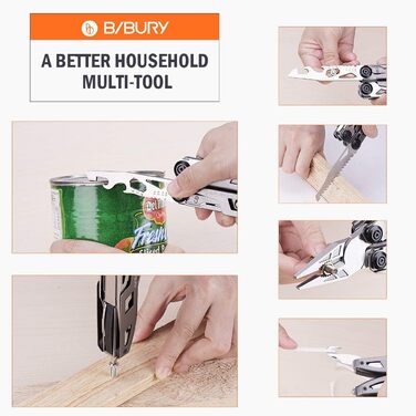 Мультитул BIBURY 18 в 1 з нержавіючої сталі: мультифункціональний інструмент з викруткою, ножем, відкривачкою та карабіном для кемпінгу та ремонту