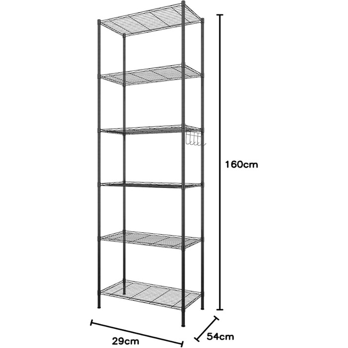 Himimi Regal - 6-Tier Wire Shelving Unit - 54x29x160cm
