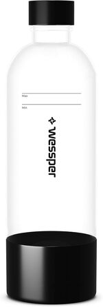 Wessper Машина для газування води, комплект 800 мл, PET-пляшки BPA-Free, 60л CO2 балон | Професійний карбонізатор води | Білий (Чорний, пляшка)