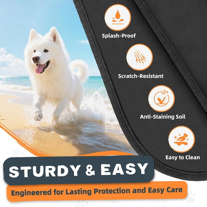 Захист для багажника автомобіля для собак з боковими та захистом від порогу - універсальний килимок для багажника для собак - водовідштовхуючий та стійкий до подряпин - килимок для багажника для автомобіля, універсала, SUV чорного кольору