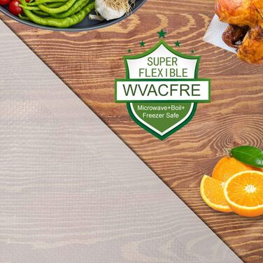 WVacFre 100-Piece Vacuum Bags 15x25cm (50) and 20x30cm (50) - Vacuum Bags for Food, BPA-Free Vacuum Sealer Bags for Vacuum Sealers and Foil Sealers Suitable