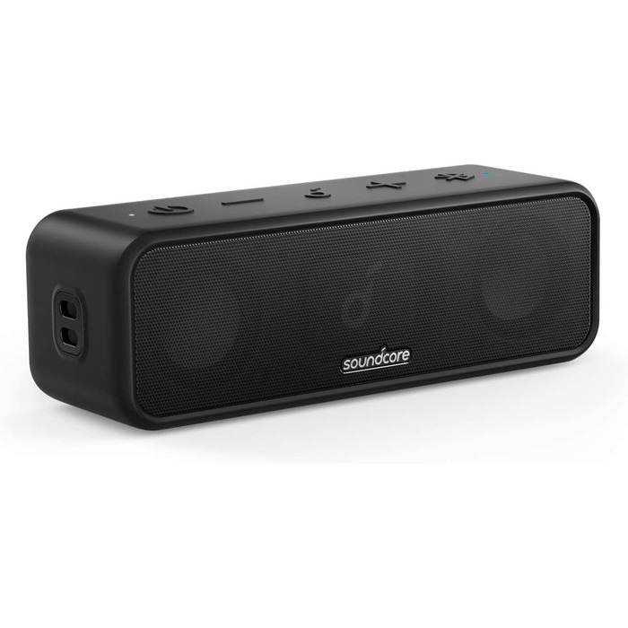 Soundcore 3 Bluetooth колонка: Стереозвук, Titan-драйвер, PartyCast, BassUp, 24 год, IPX7, EQ, чорний