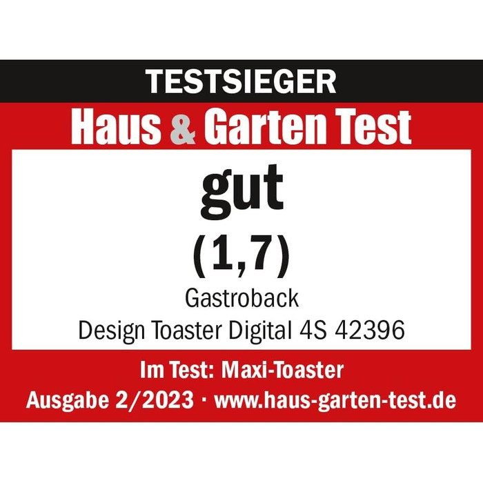 Тостер GASTROBACK 42396 Digital 4-слайсовий, 950 Вт, нерж. сталь, LCD-дисплей, 7 режимів, підставка для булочок, сріблястий
