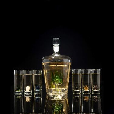 Agave Tequila Decanter Set with Glasses - 750ml Decanter & 6 Shot Glasses - Cinco de Mayo Party Decor - Perfect Gift for Tequila Lovers