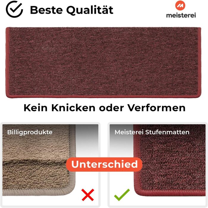 Сходинкові килимки Casa Pura London, 15 шт., 11 кольорів, міцне кріплення, стабільна кутова рейка, винно-червоний (прямокутні)