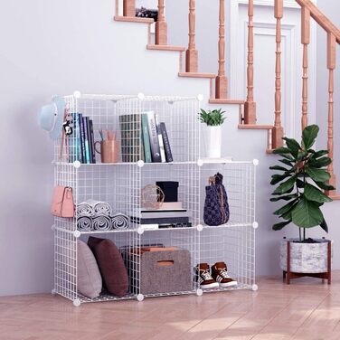C&AHOME Wire Cube Storage, 6 - Metal Cube Organizer with C-Grid, Modular Shelf Units, Storage Shelf Racks, Closet Organizer, 93.5 in L x 31.8 in W x 93.5 in H, (8 Cubes, White)