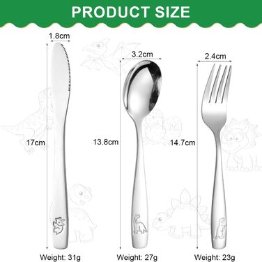 Набір дитячого столового приладдя з нержавіючої сталі (6 шт.) - 2 виделки, 2 ножі, 2 ложки. З гравіюванням, від 3 років.