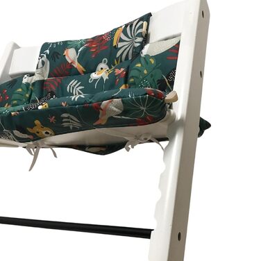 Дитяча подушка LUCCA для стільчика Stokke Tripp Trapp, ламінована, легке очищення, бірюзові джунглі