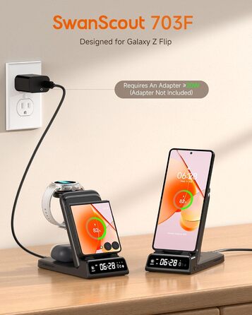Зарядна станція SwanScout 703F 3-в-1 для Samsung Galaxy Z Flip 7/Watch 8/Buds (без адаптера)
