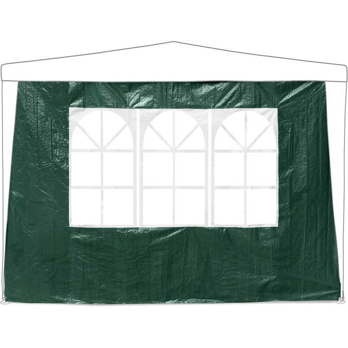 Relaxdays Pavilion Side Wall Set, 4-Piece, 3 Walls, Window, Side Panel with Zipper, Plastic, WxH 2x3 m, Green