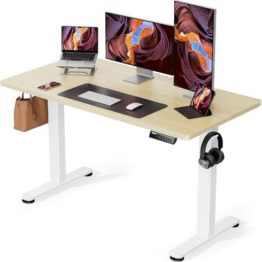 Ергономічний регульований стіл ErGear 120x60 см для дому та офісу, стіл-трансформер з електроприводом, 4 пам'яті, натуральний колір