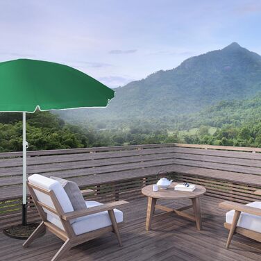 Relaxdays Half-Round Umbrella Stand, Weatherproof, Heavy, Garden & Terrace, Stock Size 38 mm, WxH: 50 x 32 cm, Brown
