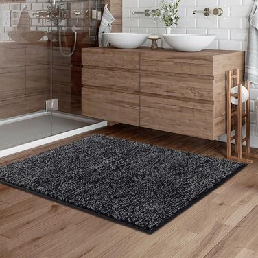 Килимок для дому та вулиці SHACOS: антиковзаюча, поглинаюча вологи, 80 x 120 см (Чорний/Сірий)