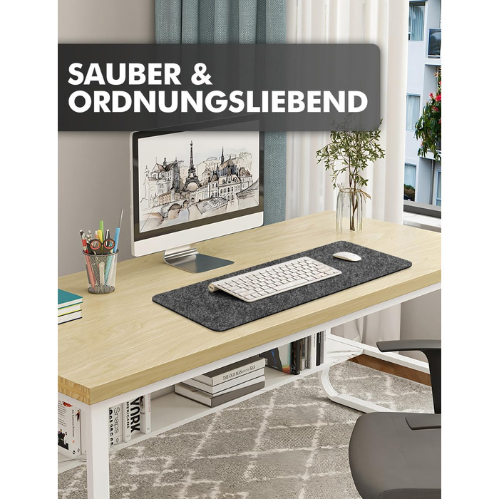 Підкладка для столу з фетру, 100x40 см, антиковзаюча, захист для офісу та дому (темно-сірий)