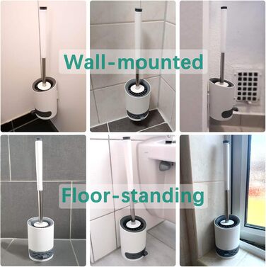 Силіконова щітка для унітазу з підставкою, комплект, без щетинок, швидковисихаюча, антибактеріальна. Підходить для ванної кімнати та кухні. Сталевий тримач, монтаж на стіну без свердління. Білий та сірий колір.