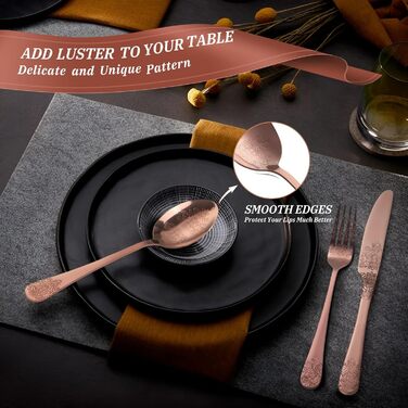 Набір столових приборів Dragon Riot на 6 осіб (30 предметів) з нержавіючої сталі, рожеве золото, для дому/вечірки/ресторану