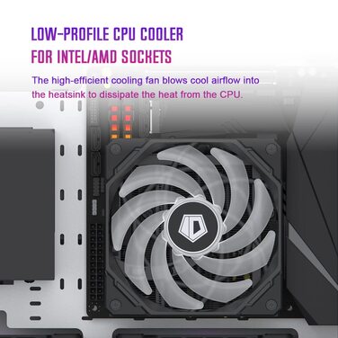 Кулер CPU ID-COOLING IS-55 ARGB: низький профіль, 57 мм, 5 Heatpipes, для Intel LGA1700/115X/1200, AMD AM4/AM5